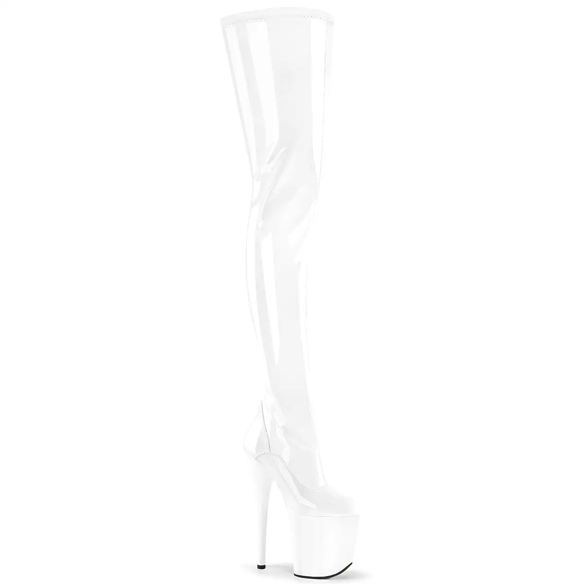 8 Inch Heel FLAMINGO-4000 White Stretch Patent