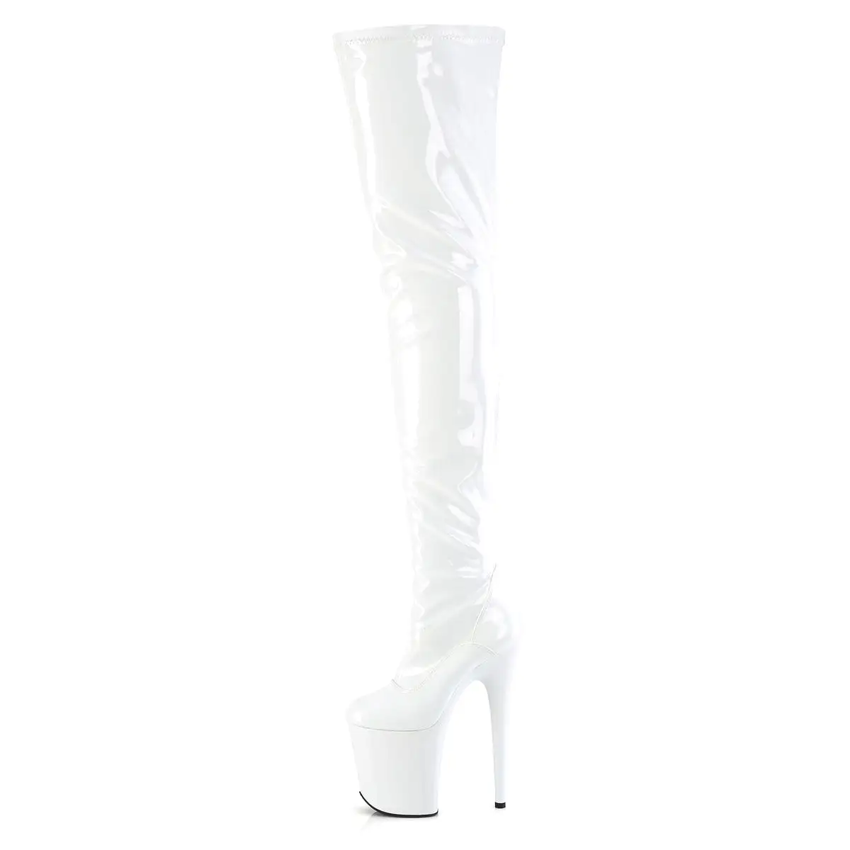 8 Inch Heel FLAMINGO-4000 White Stretch Patent