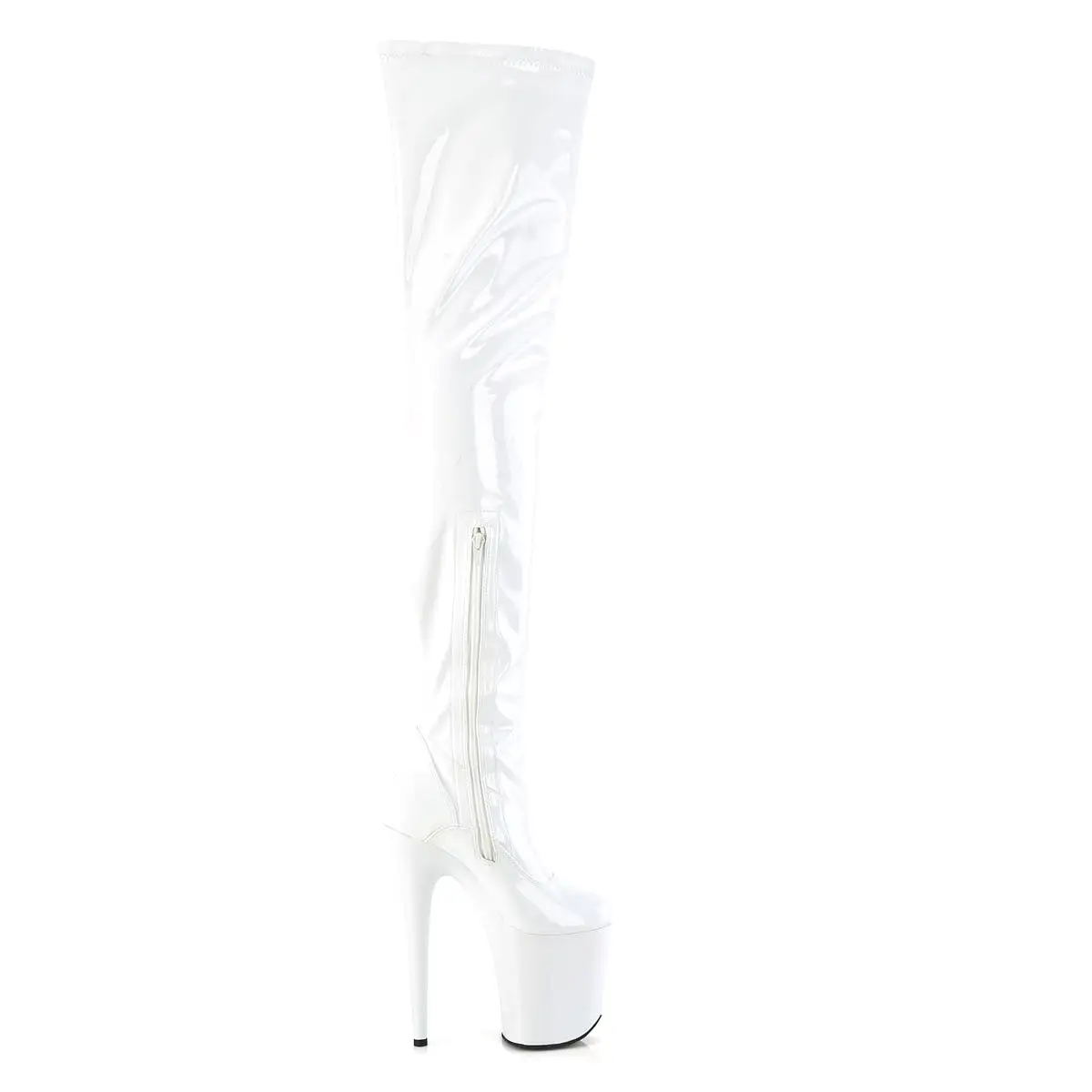 8 Inch Heel FLAMINGO-4000 White Stretch Patent