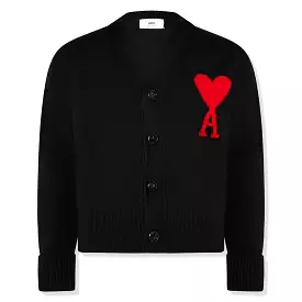 Ami Paris Ami De Coeur Black Red Cardigan