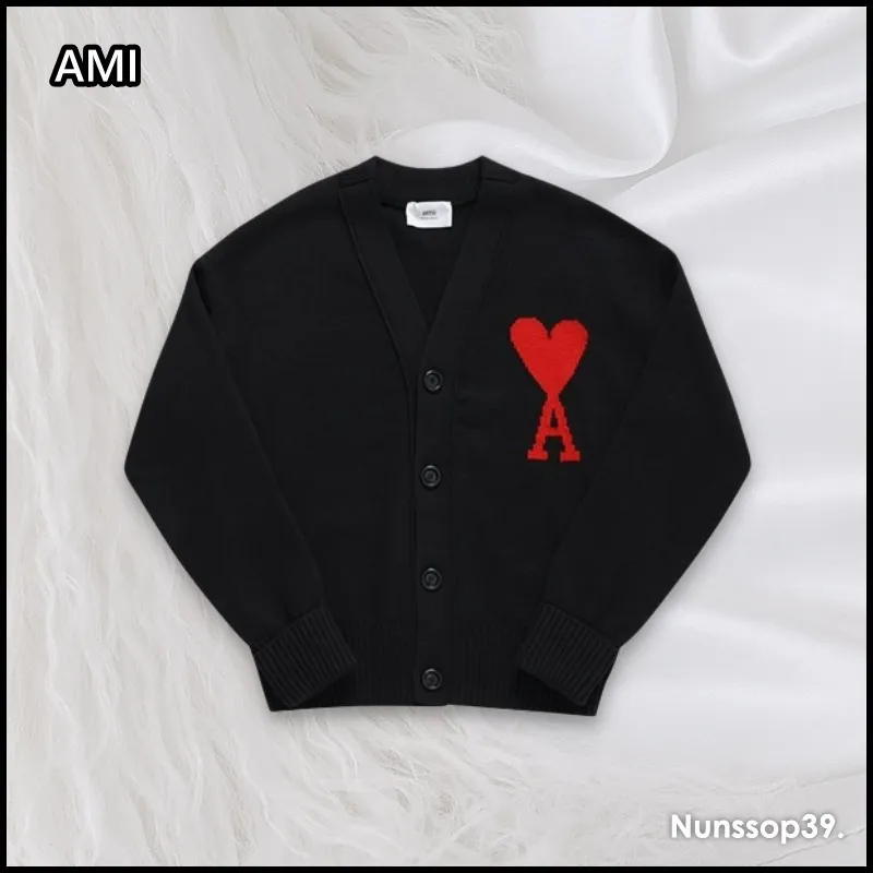 AMI PARIS  |Heart Unisex Wool Street Style Plain Oversized Logo