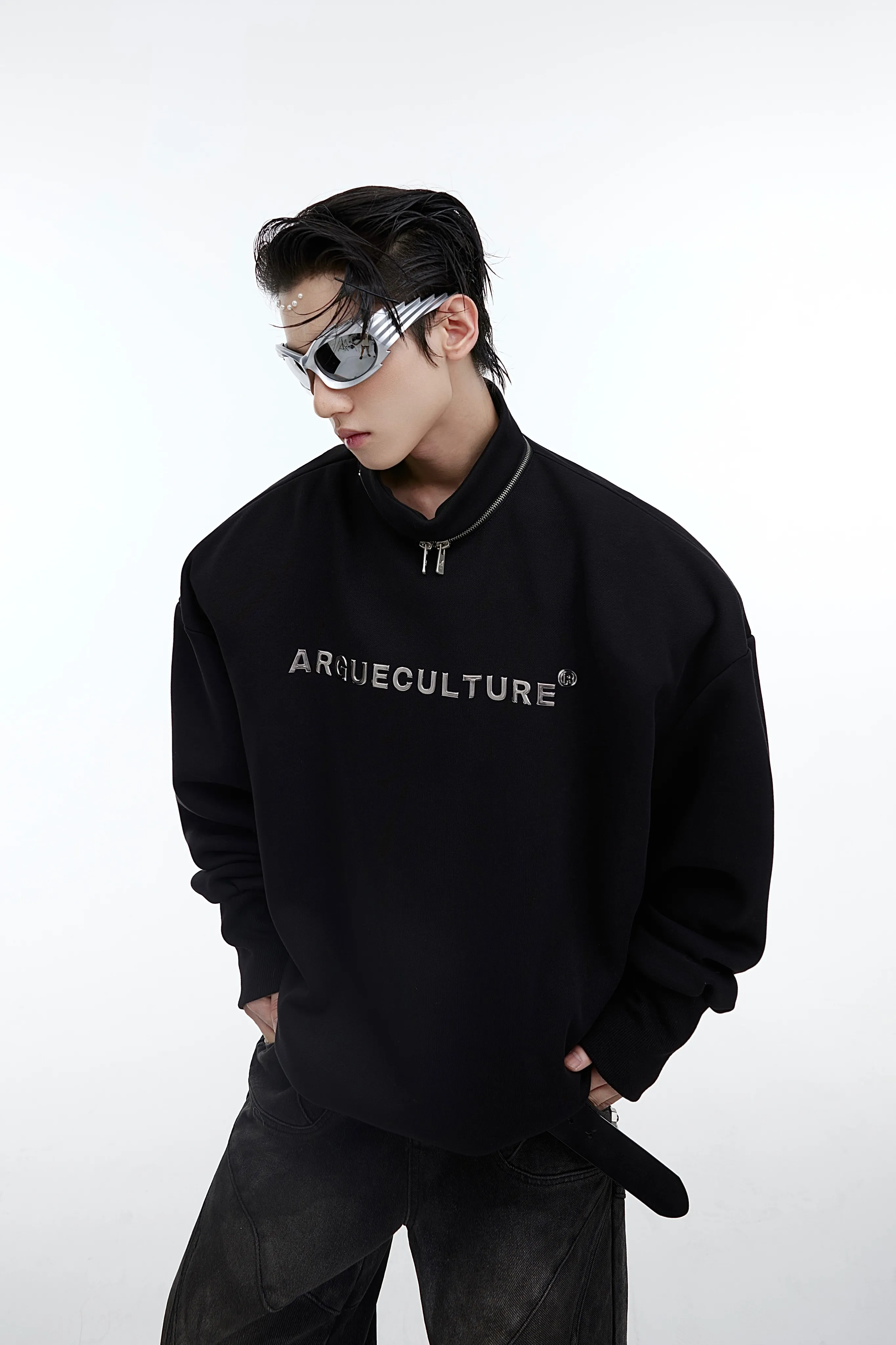 Argue Culture  |Unisex Street Style Long Sleeves Oversized Logo Sweatshirts