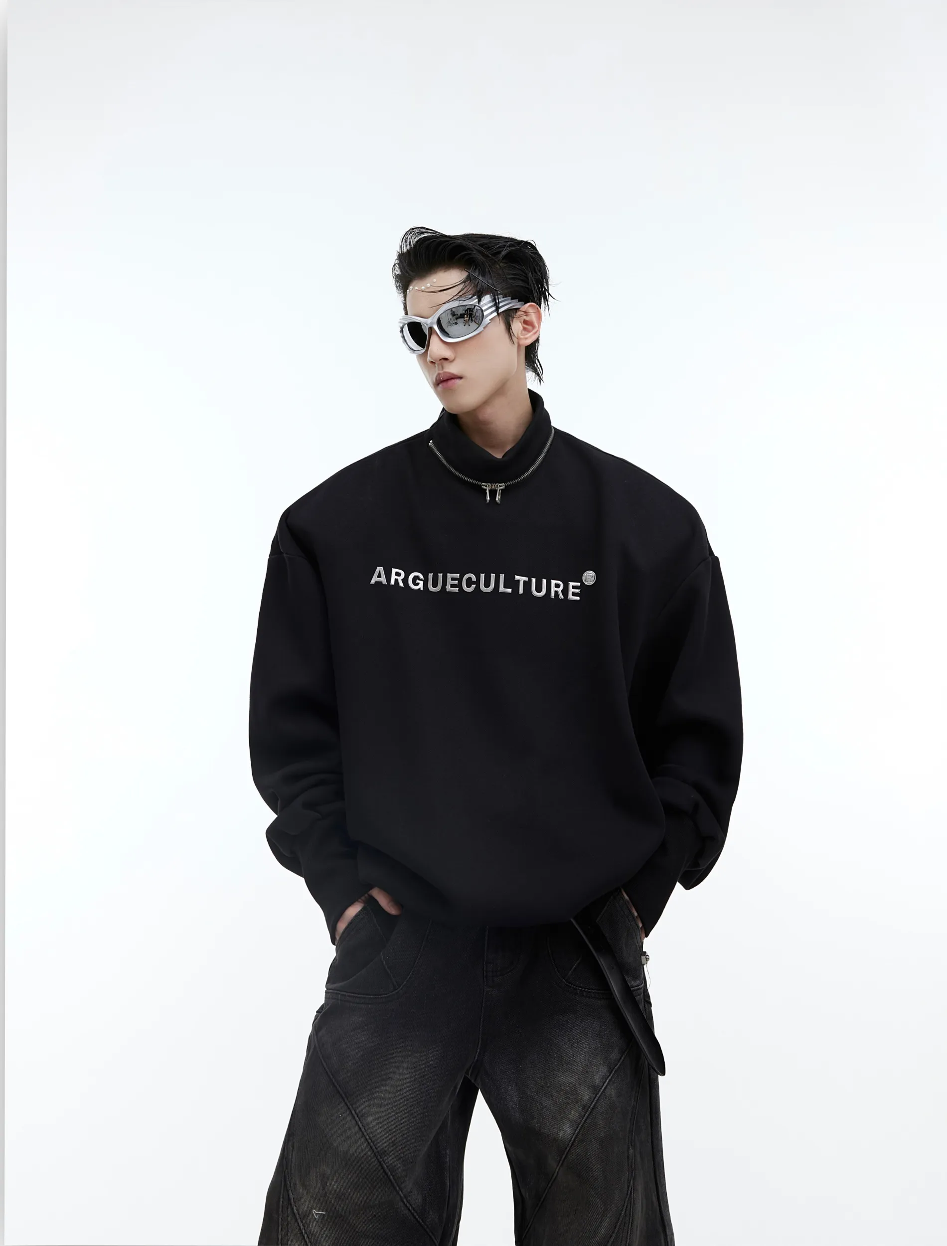 Argue Culture  |Unisex Street Style Long Sleeves Oversized Logo Sweatshirts