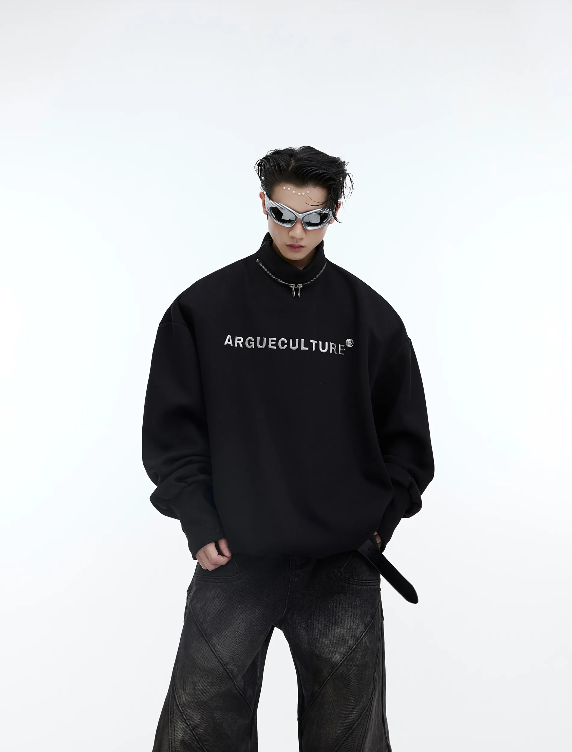 Argue Culture  |Unisex Street Style Long Sleeves Oversized Logo Sweatshirts