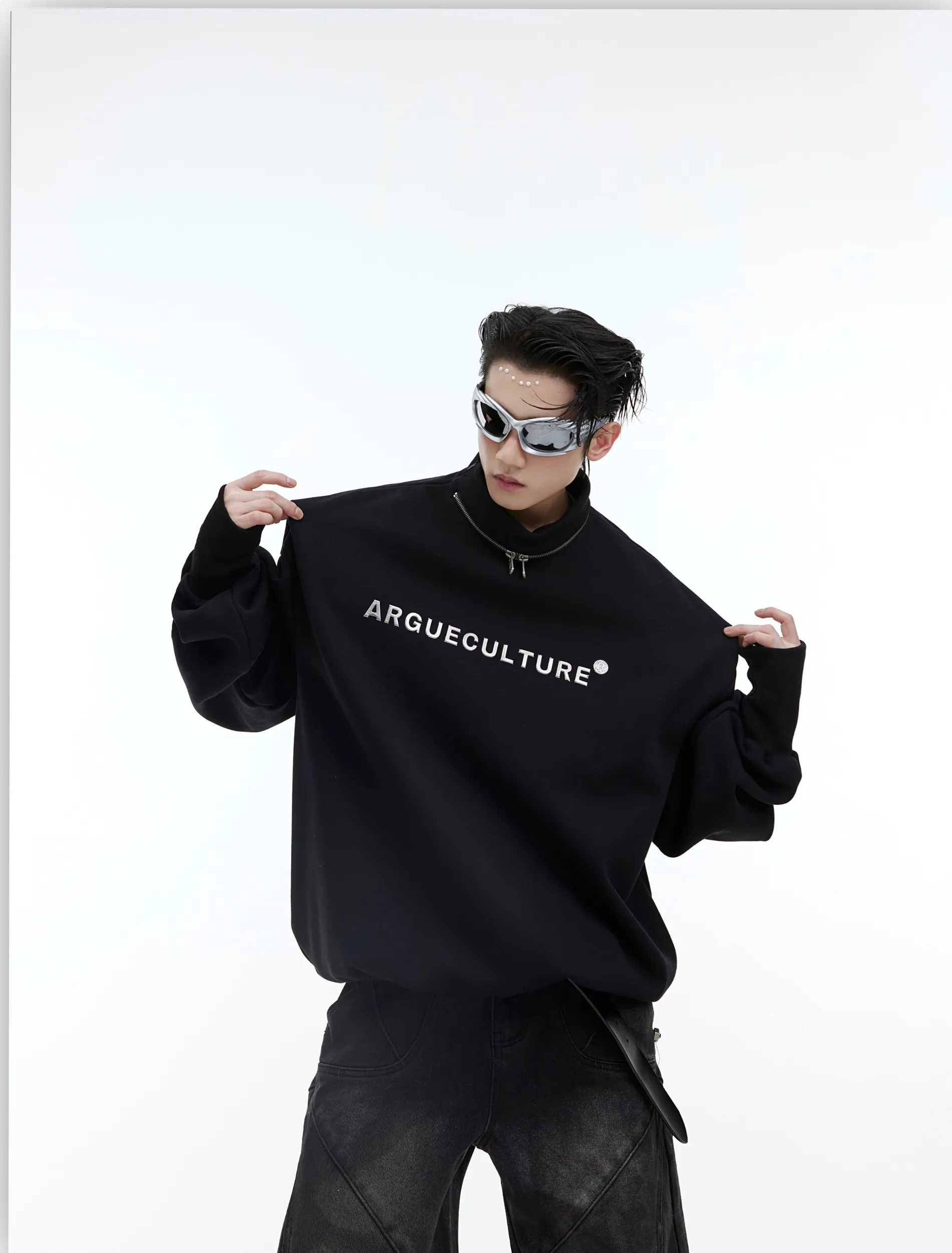 Argue Culture  |Unisex Street Style Long Sleeves Oversized Logo Sweatshirts