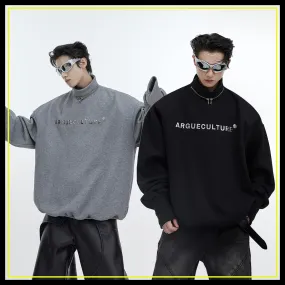 Argue Culture  |Unisex Street Style Long Sleeves Oversized Logo Sweatshirts