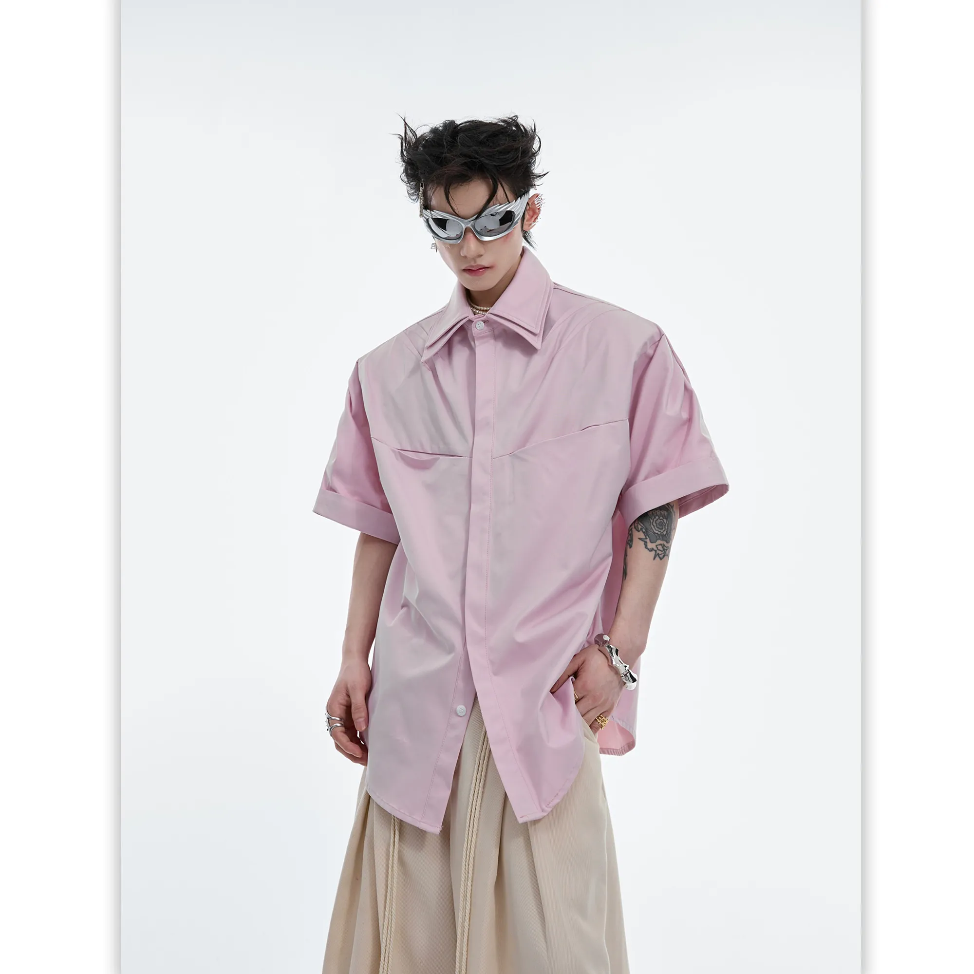 Argue Culture  |Unisex Street Style Plain Short Sleeves Oversized Shirts