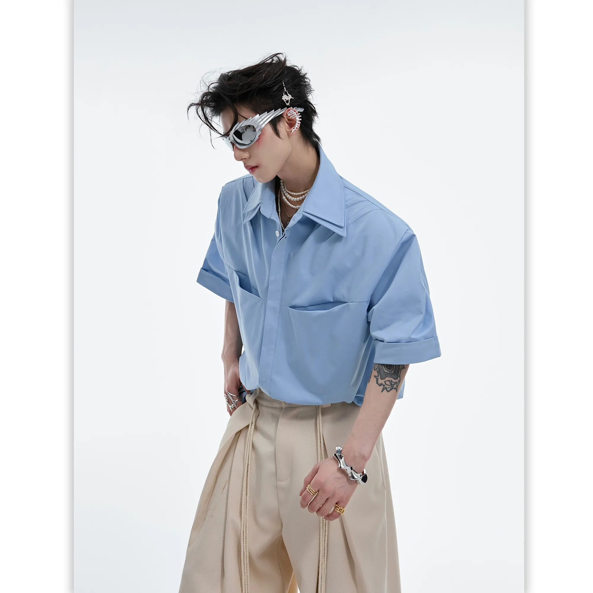 Argue Culture  |Unisex Street Style Plain Short Sleeves Oversized Shirts