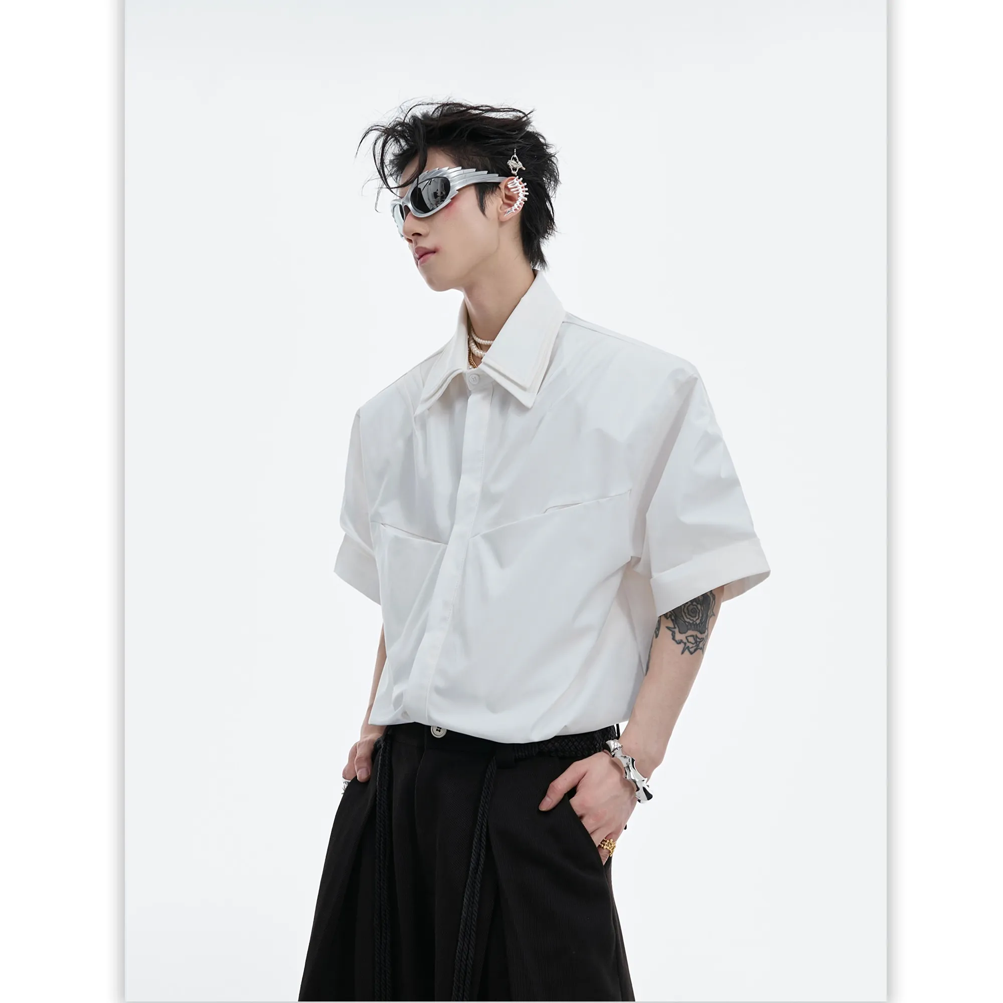 Argue Culture  |Unisex Street Style Plain Short Sleeves Oversized Shirts