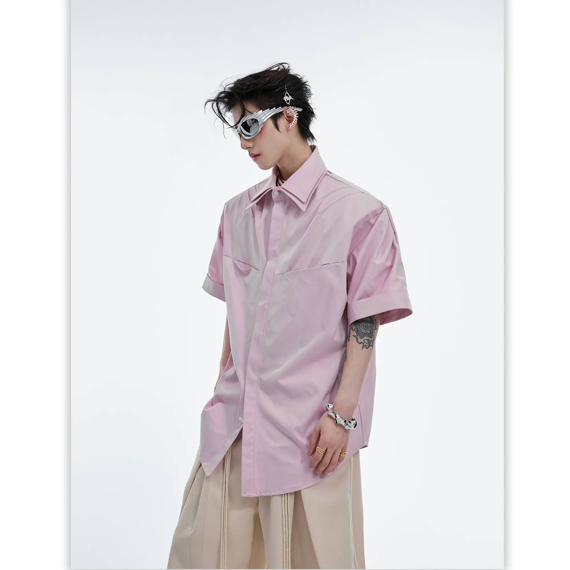 Argue Culture  |Unisex Street Style Plain Short Sleeves Oversized Shirts