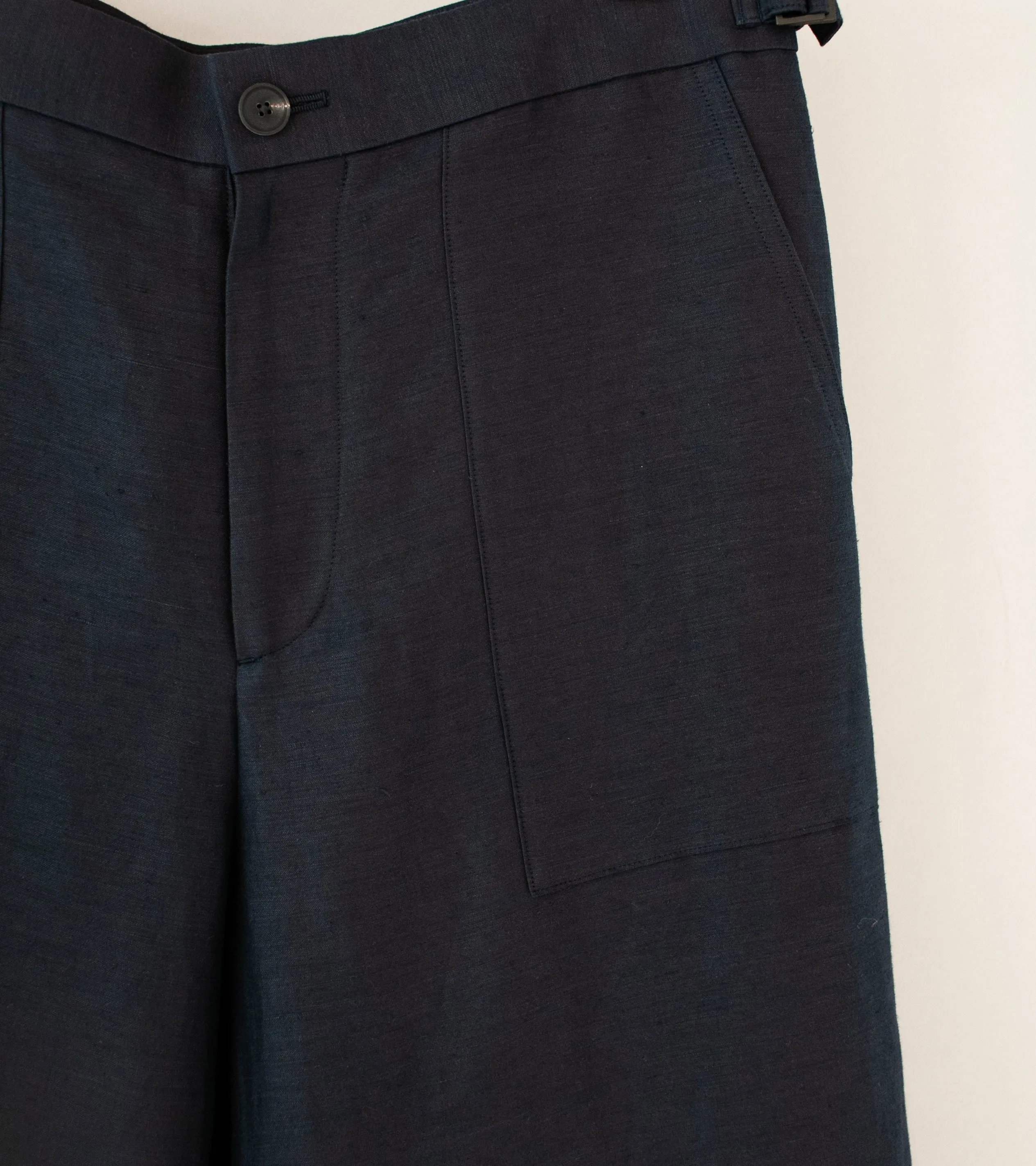 Aton 'Baker Pants' (Navy Cotton Hemp Satin)