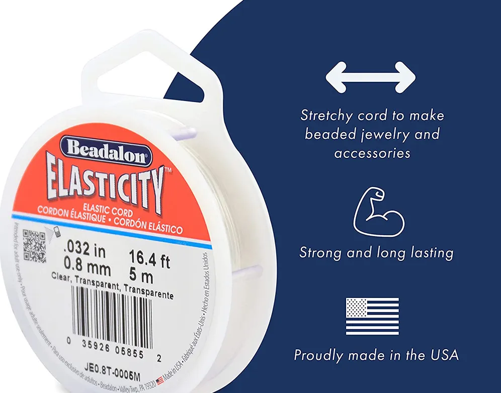 Beadalon Elasticity Stretch Cord, 8.0 mm / .039 in, Clear, 25 m / 82 ft