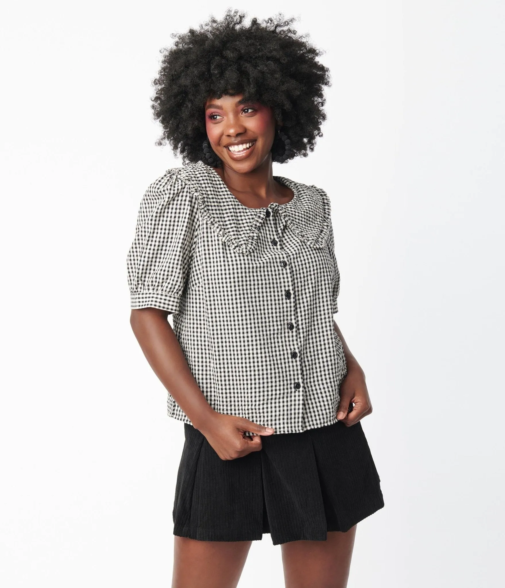 Black & Ivory Gingham Tallulah Blouse