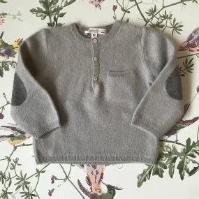 Bonpoint Pale Grey Cashmere V-Neck Jumper: 2 Years