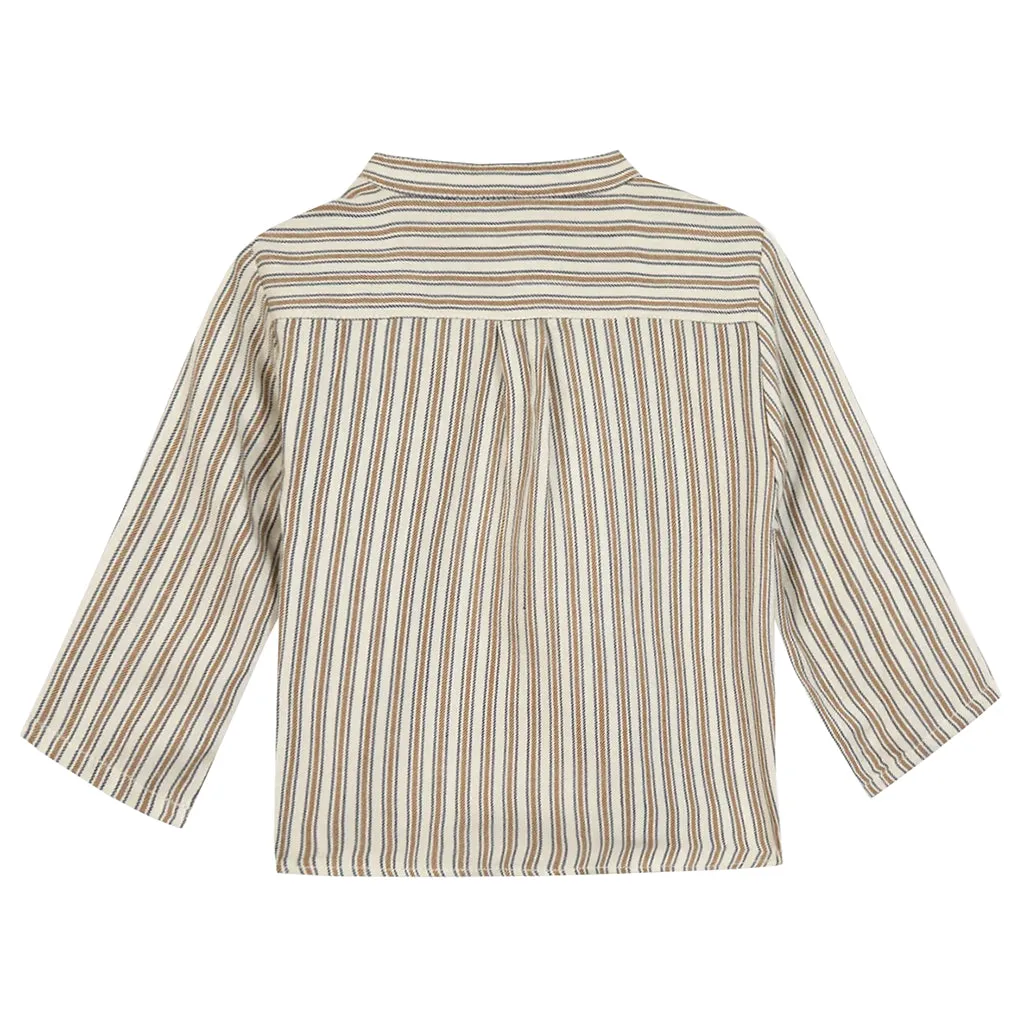 Bonton Baby Matt Shirt Fawn Brown Stripes