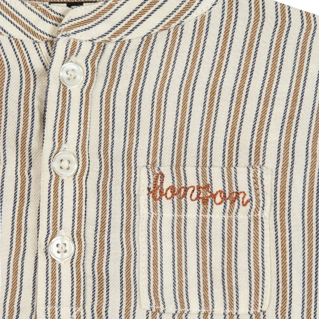 Bonton Baby Matt Shirt Fawn Brown Stripes