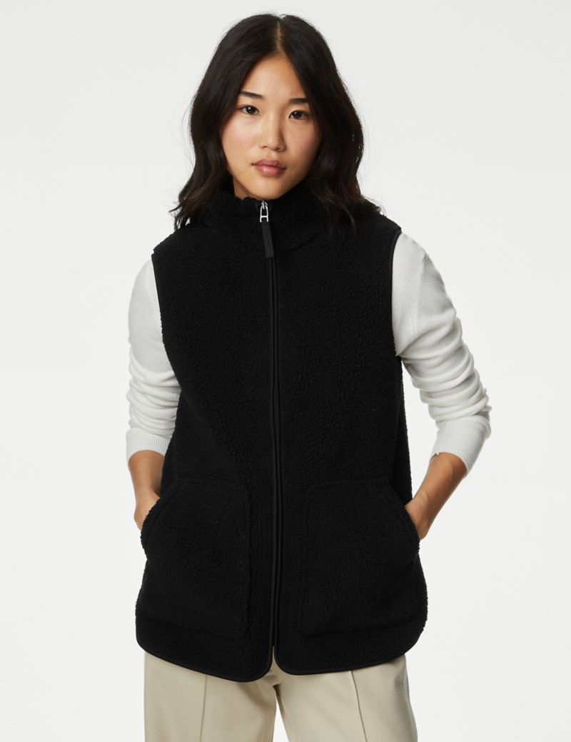 Borg Textured Funnel Neck Gilet