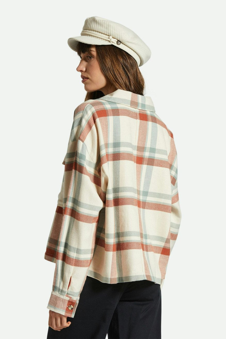 Bowery Women's Flannel - White Smoke/Terracotta