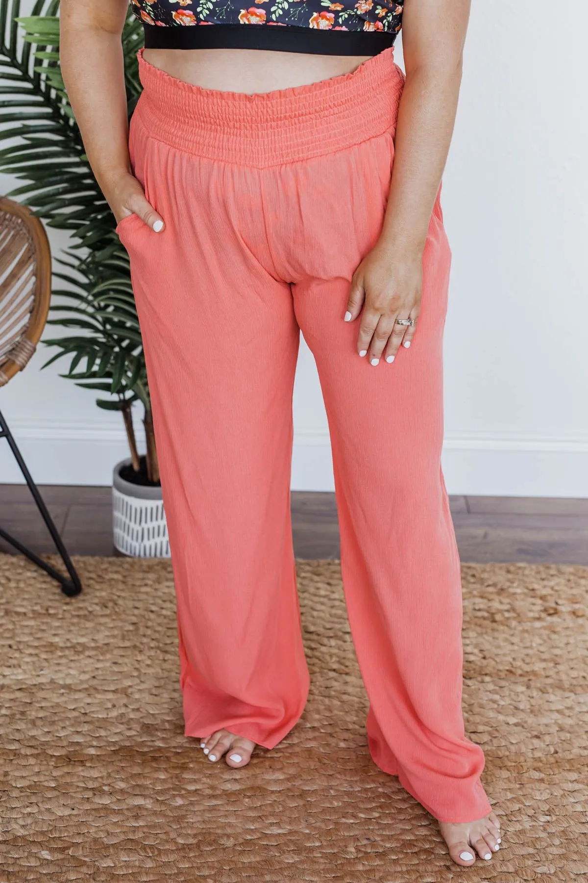 Brand New Me Wide Leg Pants- Coral