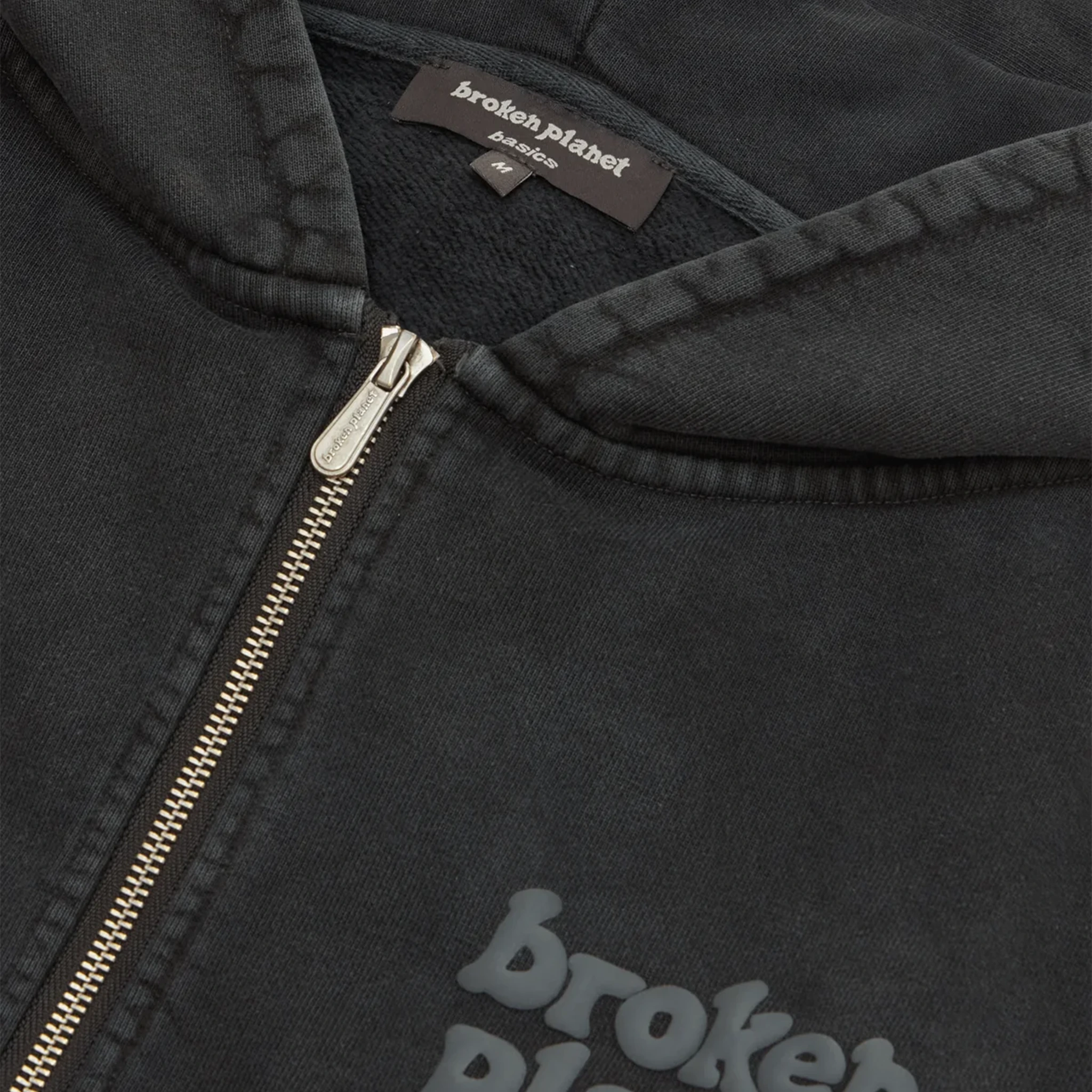 Broken Planet Basics Washed Soot Black Zip-Up Hoodie