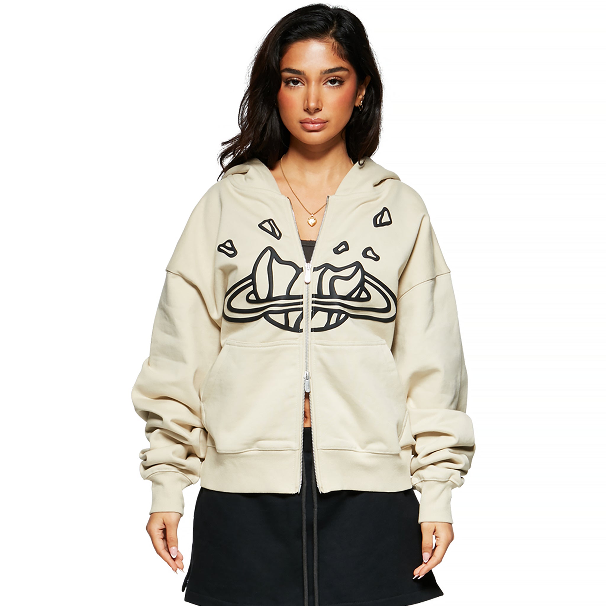 Broken Planet Bone White Zip-Up Hoodie