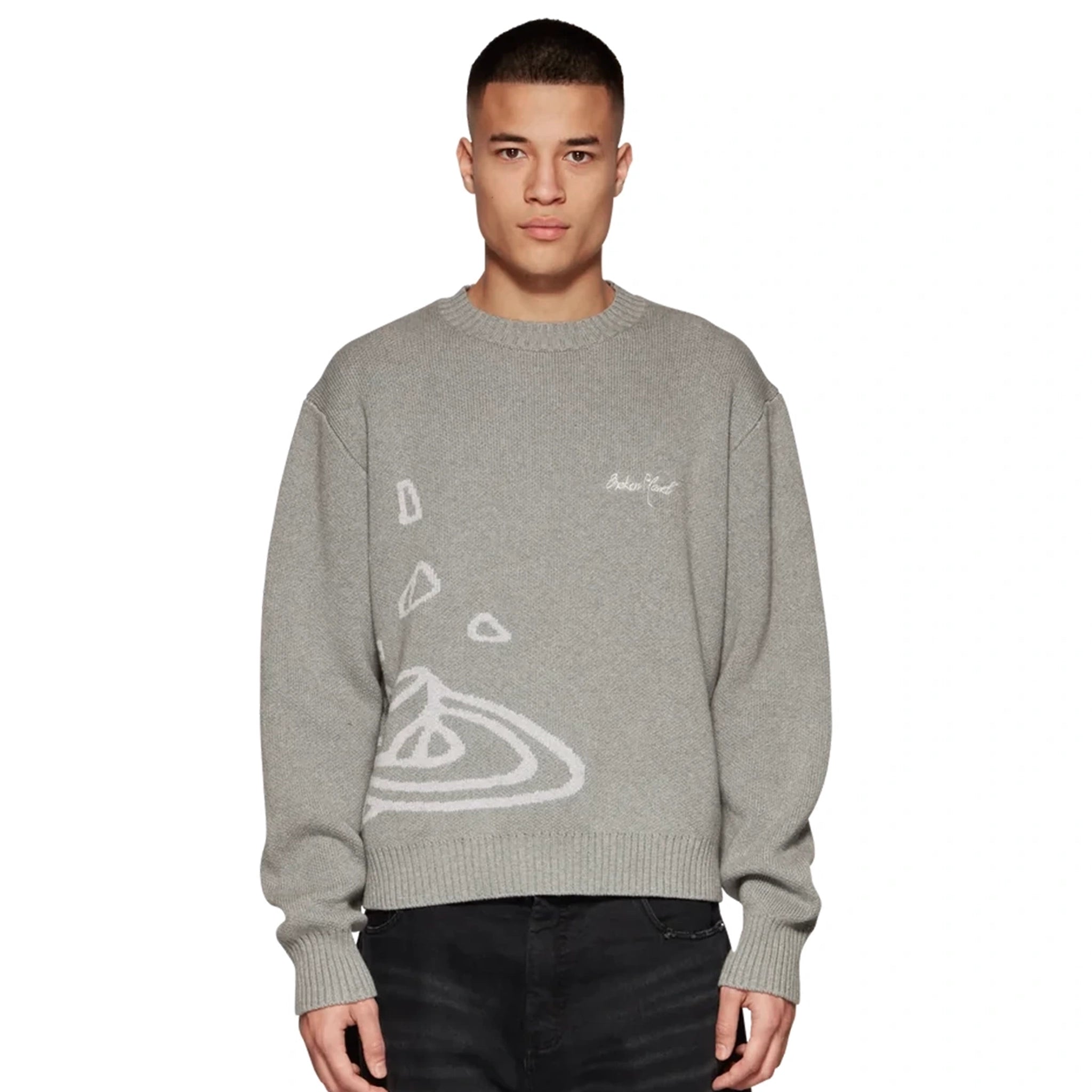 Broken Planet Heather Grey Planet Knit Sweatshirt