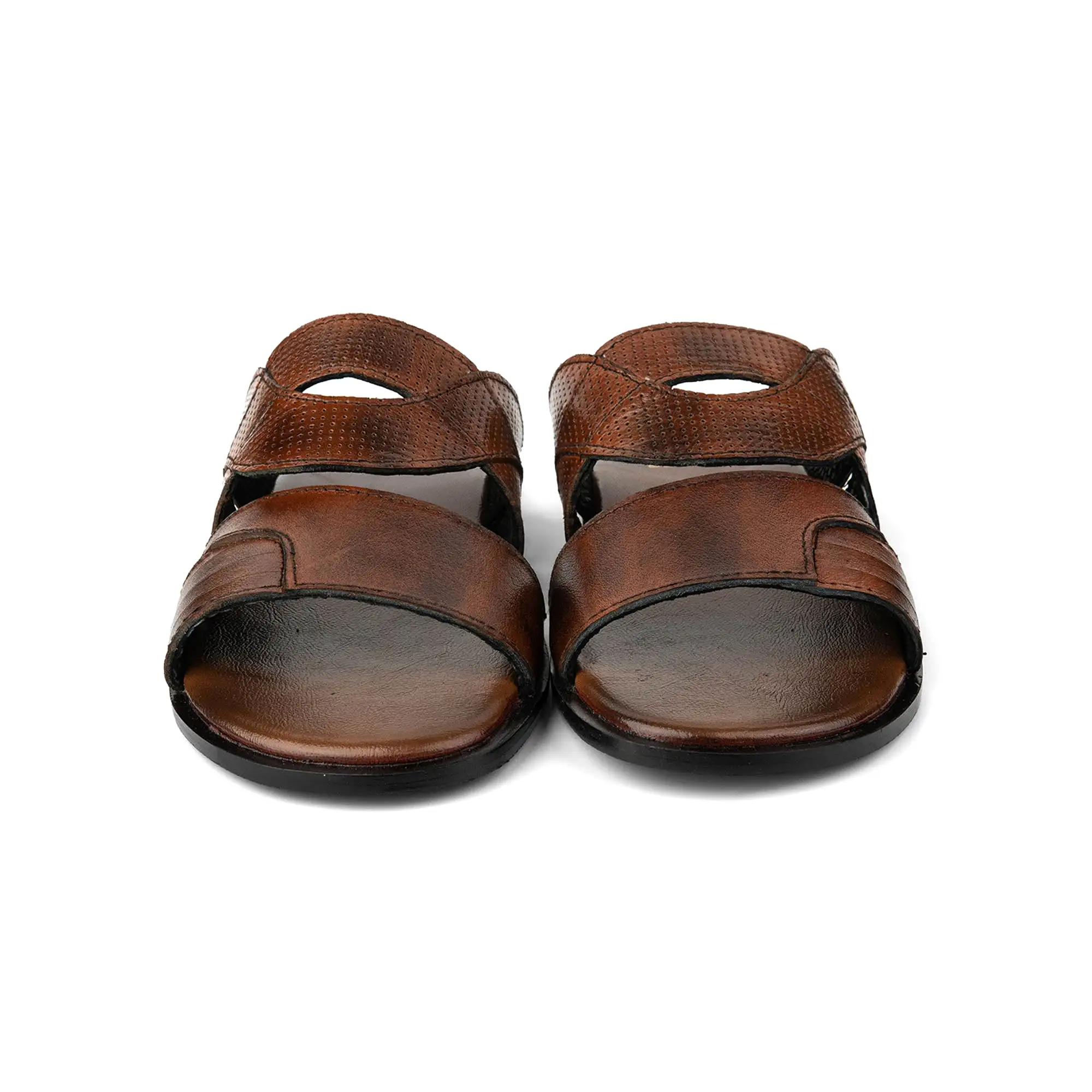 Brown Engraved Premium Leather Slippers