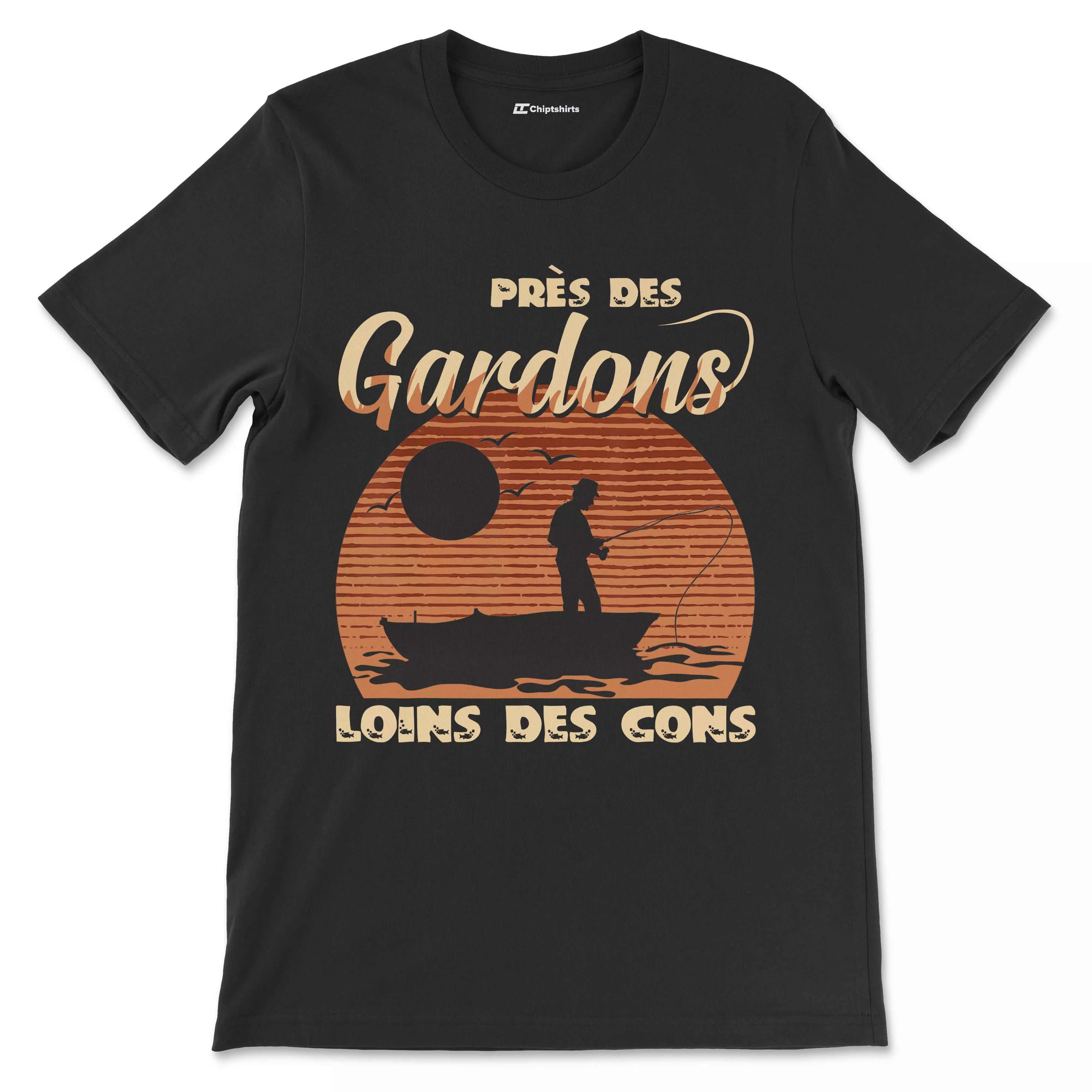 Cadeau Humour Pêcheur Homme, Pêche du Gardon, T-shirt Pêcheur Drle, Près des Gardons Loins des Cons