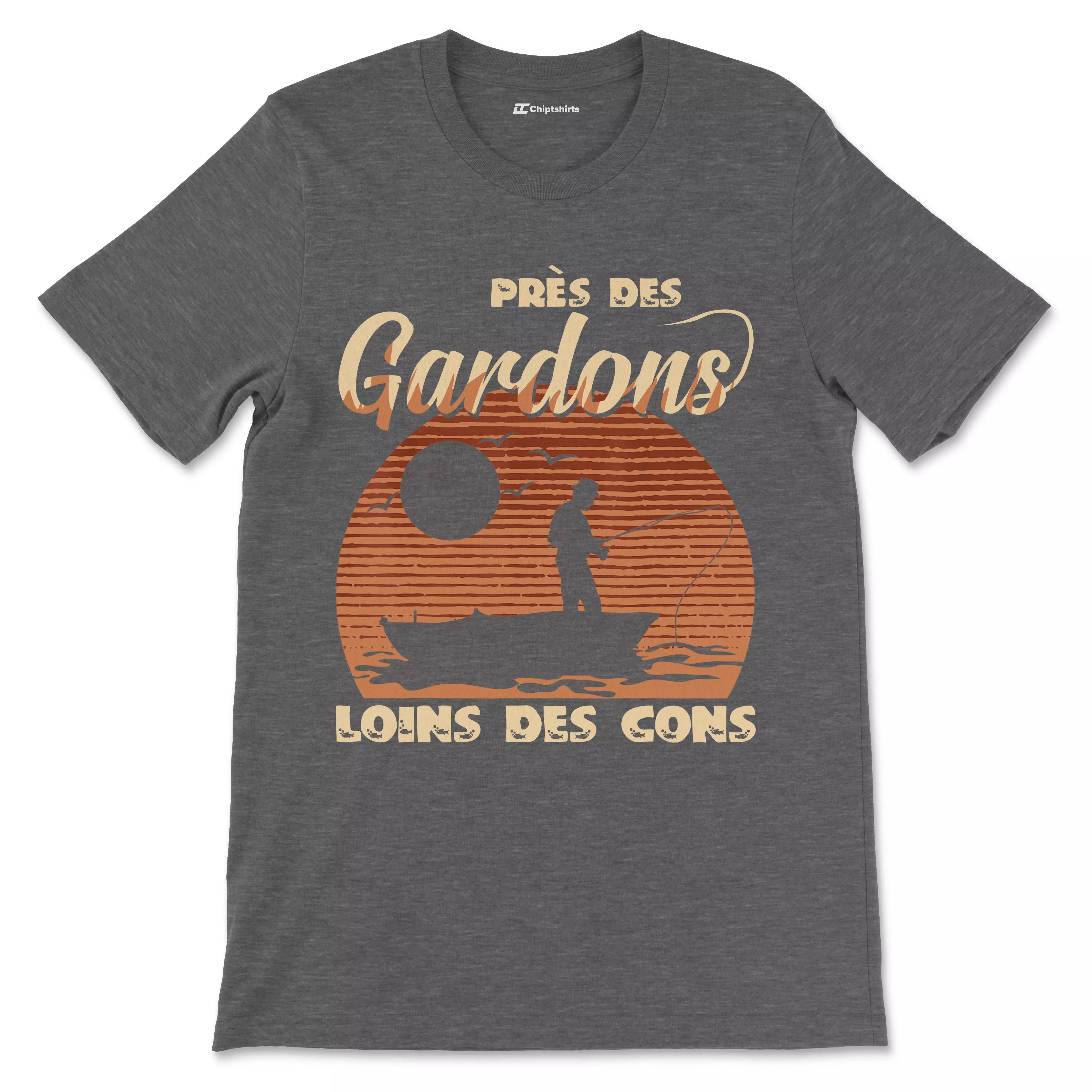 Cadeau Humour Pêcheur Homme, Pêche du Gardon, T-shirt Pêcheur Drle, Près des Gardons Loins des Cons