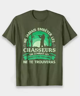 Cadeau Originale Chasseur, Chasse Sanglier T-shirt, Ne Jamais Embêter les Chasseurs, Cadeau Humour Chasseur - CTS21032202