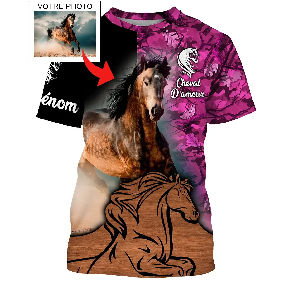 Cadeau Pour Les Amoureux Des Chevaux - Cheval d'Amour - T-shirt 3D Personnalisé Avec Votre Propre Photo - Chiptshirts - CTS07052