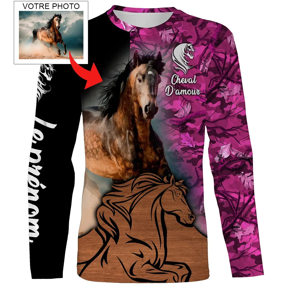 Cadeau Pour Les Amoureux Des Chevaux - Cheval d'Amour - T-shirt 3D Personnalisé Avec Votre Propre Photo - Chiptshirts - CTS07052