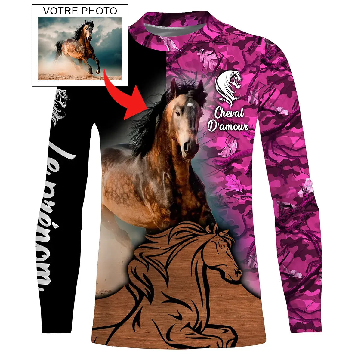 Cadeau Pour Les Amoureux Des Chevaux - Cheval d'Amour - T-shirt 3D Personnalisé Avec Votre Propre Photo - Chiptshirts - CTS07052