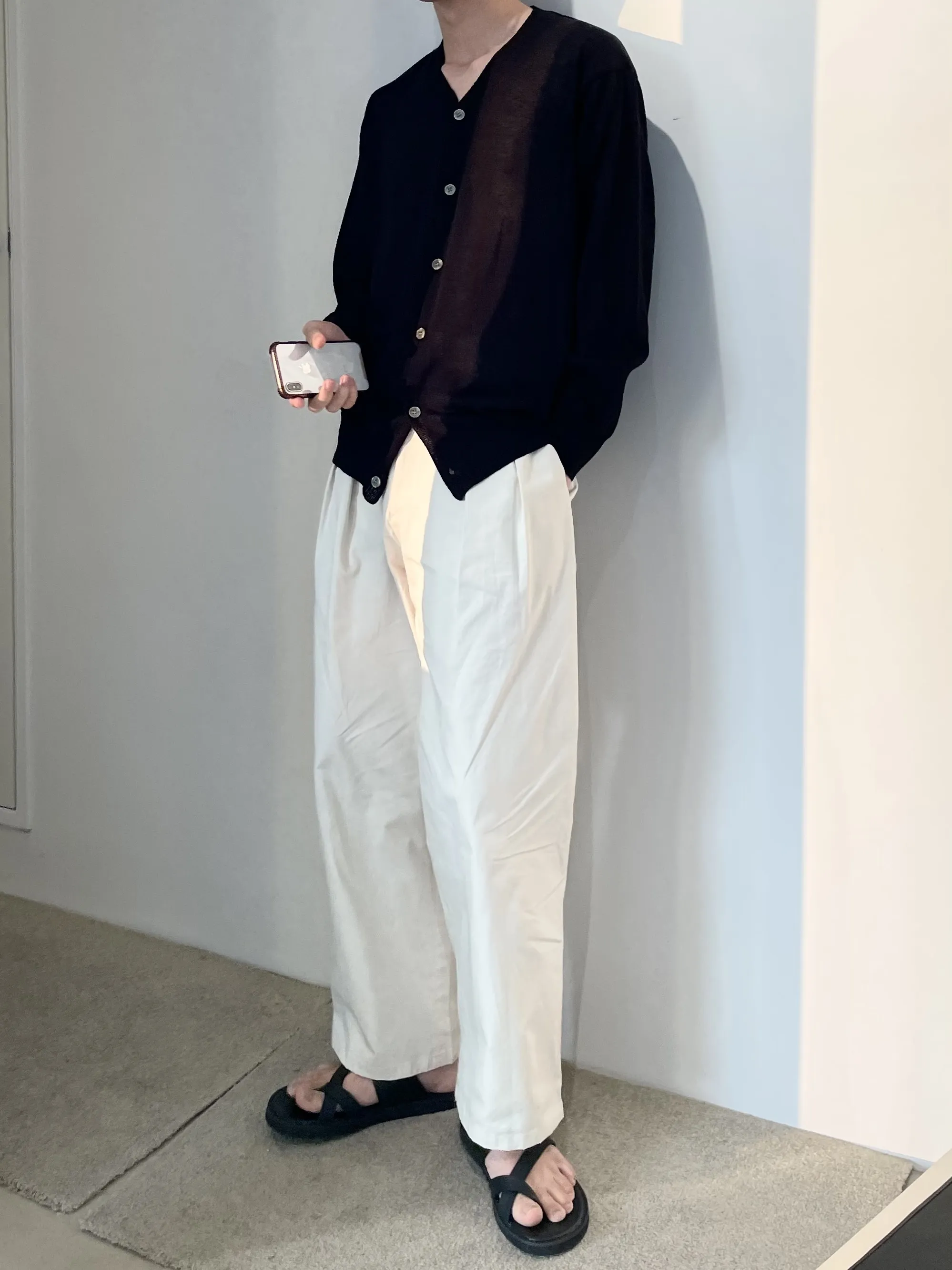 Cent  |Nylon Linen Street Style Plain Oversized Cardigans