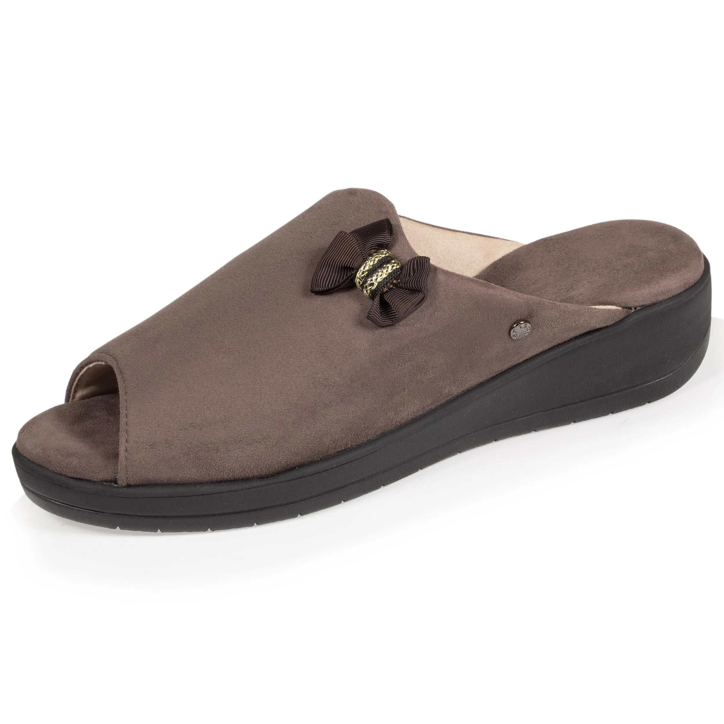 Chaussons sandales Femme Taupe Talon