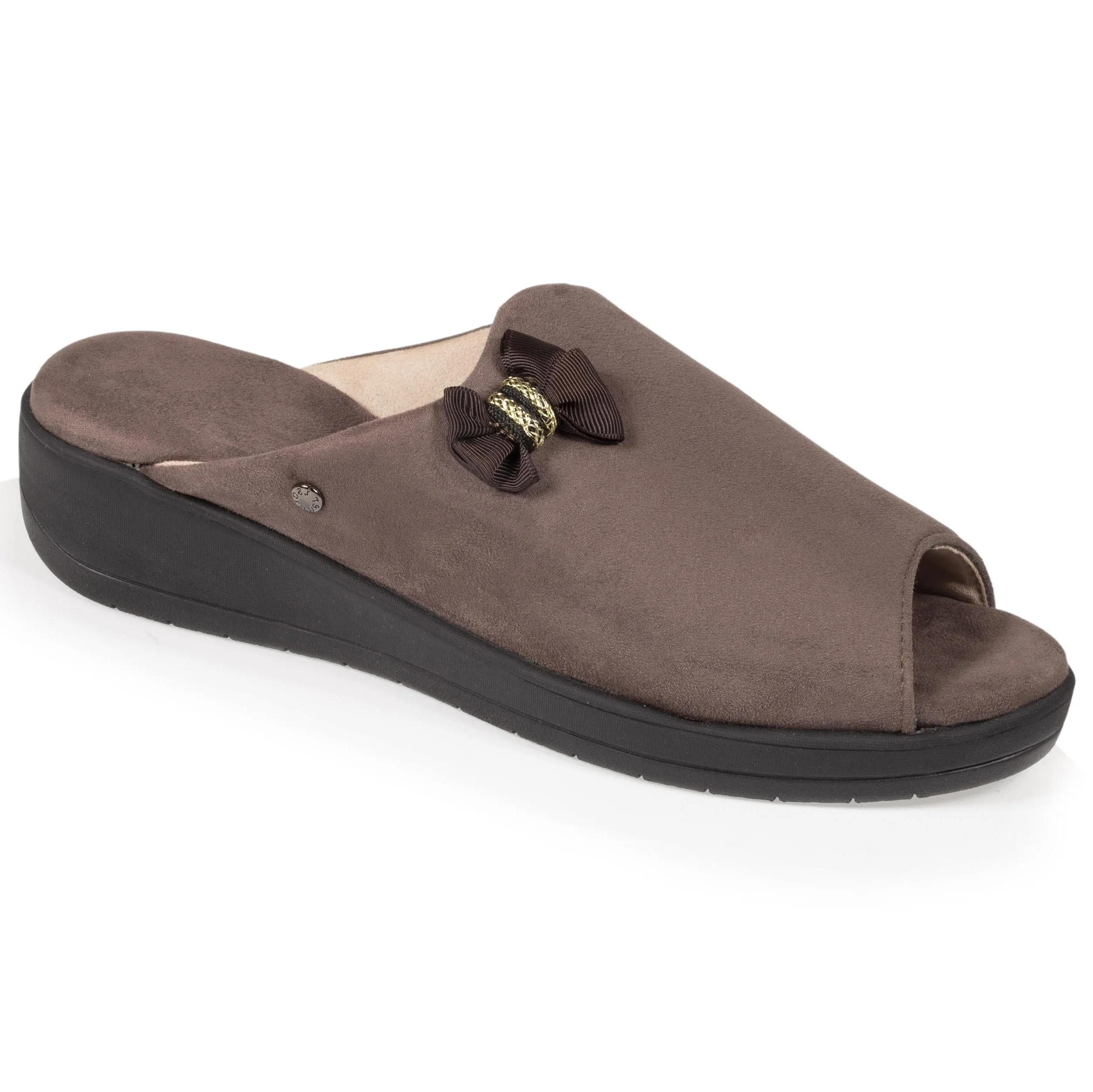 Chaussons sandales Femme Taupe Talon