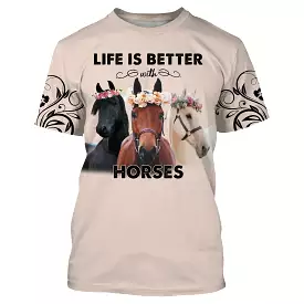 Chiptshirts T-shirt La Vie Est Meilleure Avec Les Chevaux, Equitation - CTS18062216