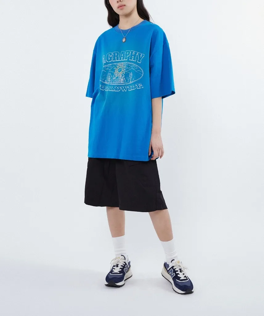 Code graphy  |Unisex Street Style Cotton Short Sleeves Oversized Logo