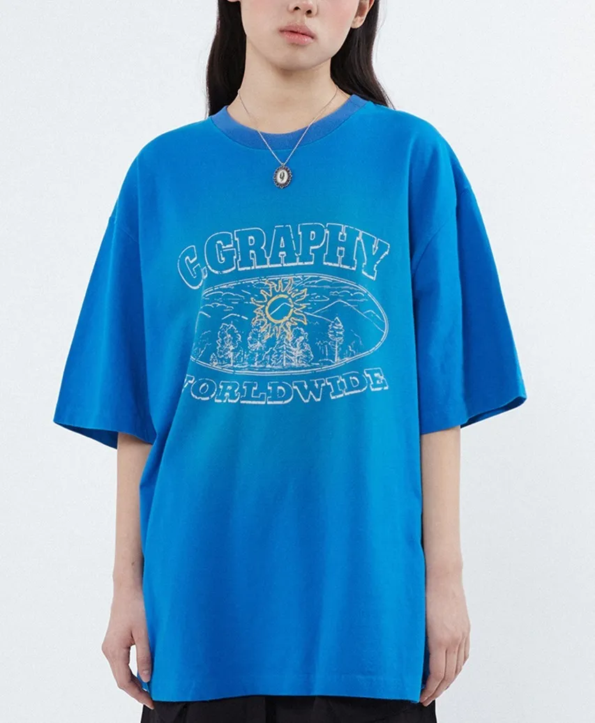 Code graphy  |Unisex Street Style Cotton Short Sleeves Oversized Logo