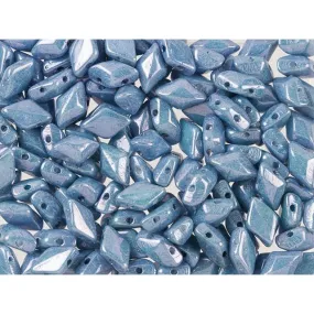 Czech Glass GemDuo, 2-Hole Diamond Shaped Beads 8x5mm, Opaque Blue Luster  (2.5 Tube)