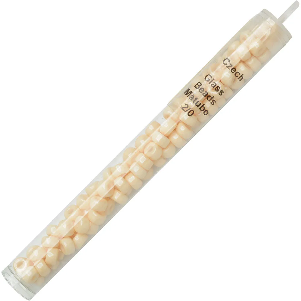 Czech Glass Matubo, 2/0 Seed Bead, Chalk Beige Luster (20 Gram Tube)