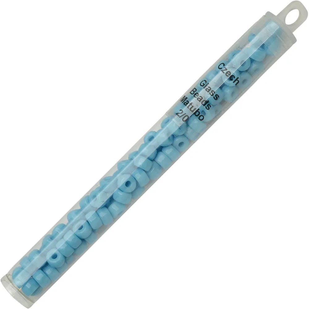 Czech Glass Matubo, 2/0 Seed Bead, Turquoise Blue Opaque (20 Gram Tube)