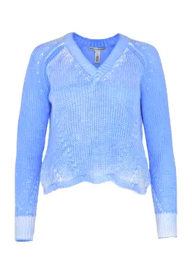 DISTRESSED SCALLOPED SWEATER (GLACIER) - AUTUMN CASHMERE