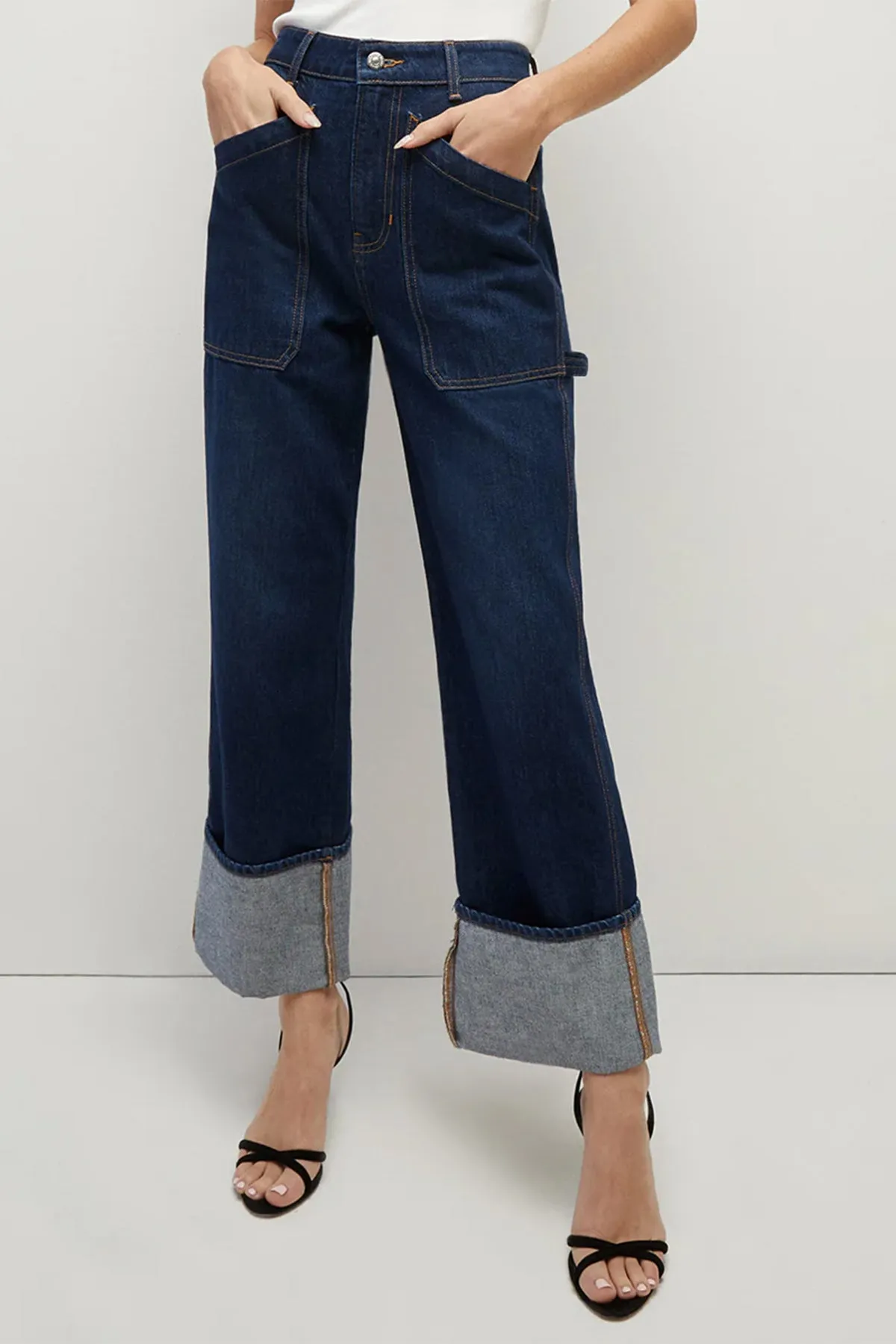 Dylan Straight-Leg Jean Cuffed in Dusted Oxford