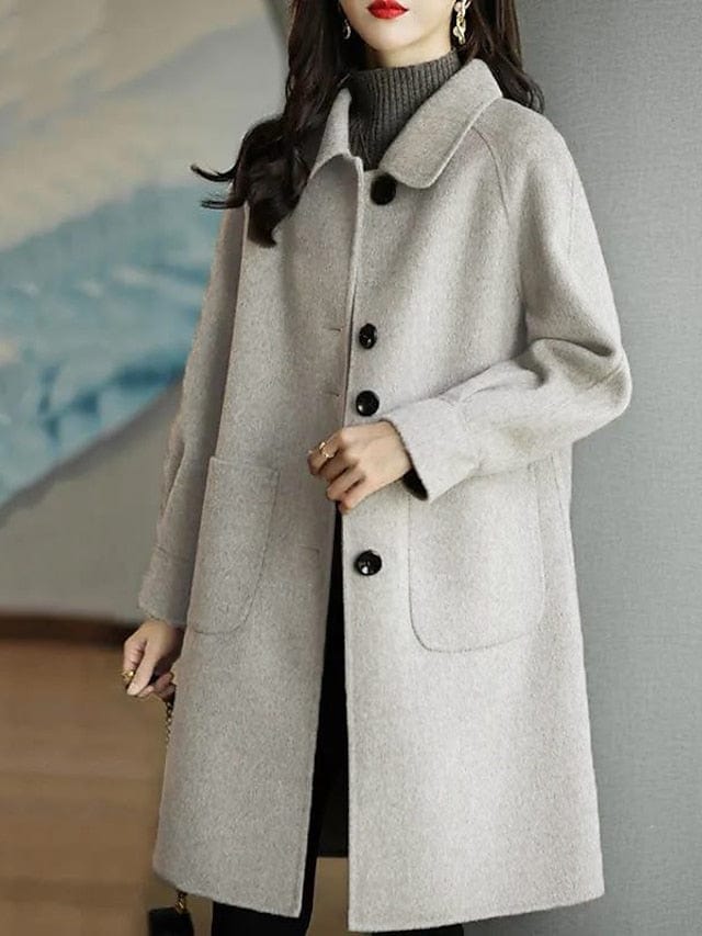 Elegant Lapel Pea Coat for Women's Winter Warmth