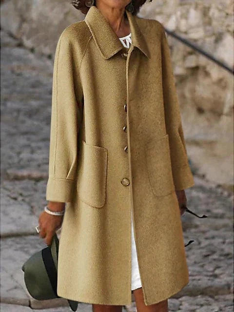 Elegant Lapel Pea Coat for Women's Winter Warmth