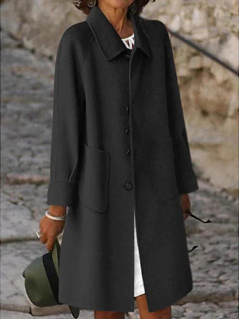 Elegant Lapel Pea Coat for Women's Winter Warmth