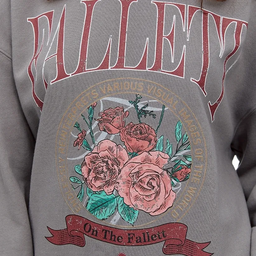 Fallett  |Crew Neck Flower Patterns Unisex Street Style Long Sleeves