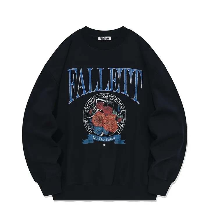 Fallett  |Crew Neck Flower Patterns Unisex Street Style Long Sleeves