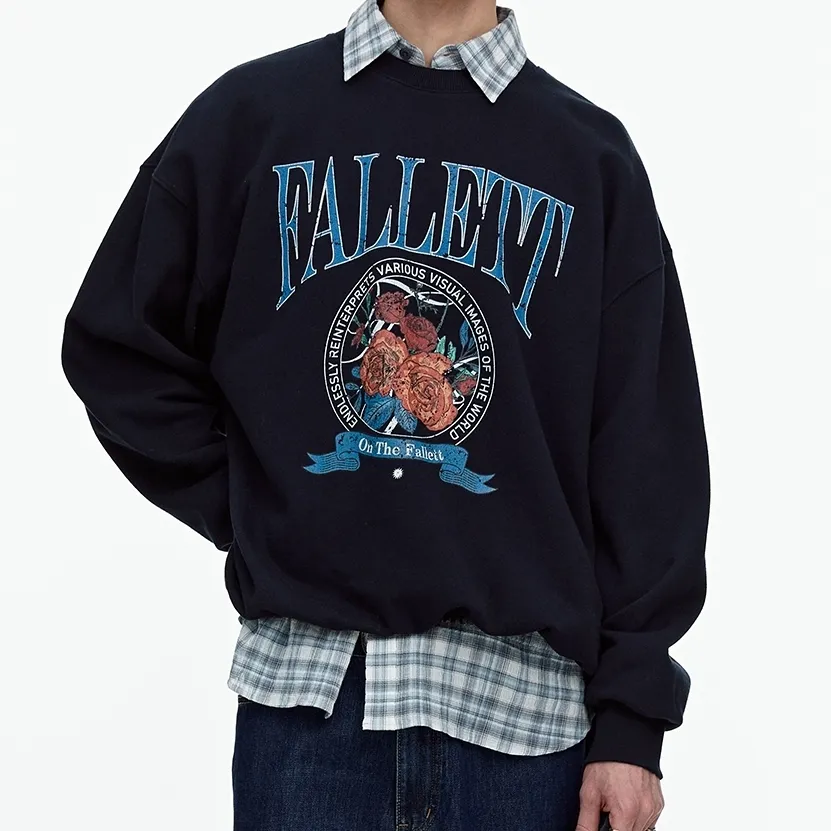 Fallett  |Crew Neck Flower Patterns Unisex Street Style Long Sleeves